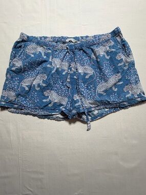 Printfresh Anthropologie Blue Jaguar Pajama Shorts size 2X Cotton Comfy